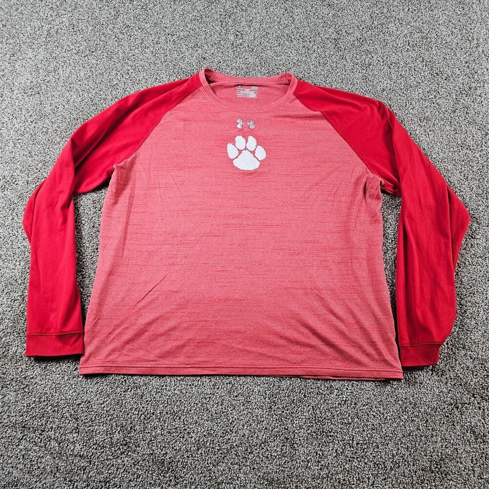 Clemson Tigers Shirt Mens Large Red Loose Fit Heat Gear Under Armour Raglan